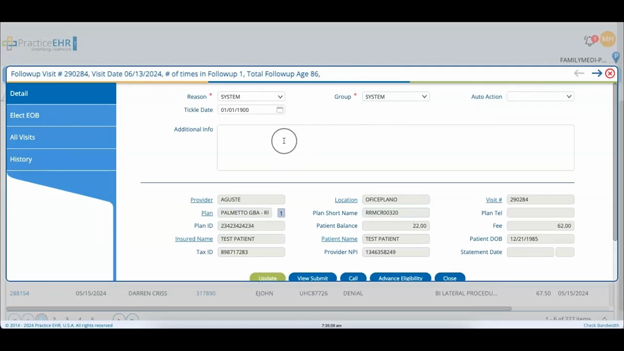 Billing - Patient Follow-up - Billing Module