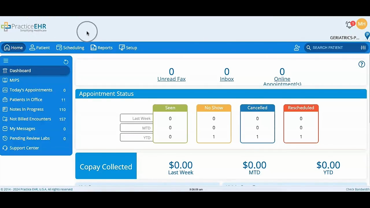 Home - New Patient, Search Patient & Left Menu