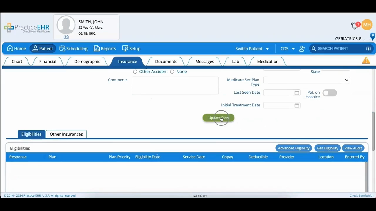 Patient - Insurance Plan, Eligibility & Insurance Party