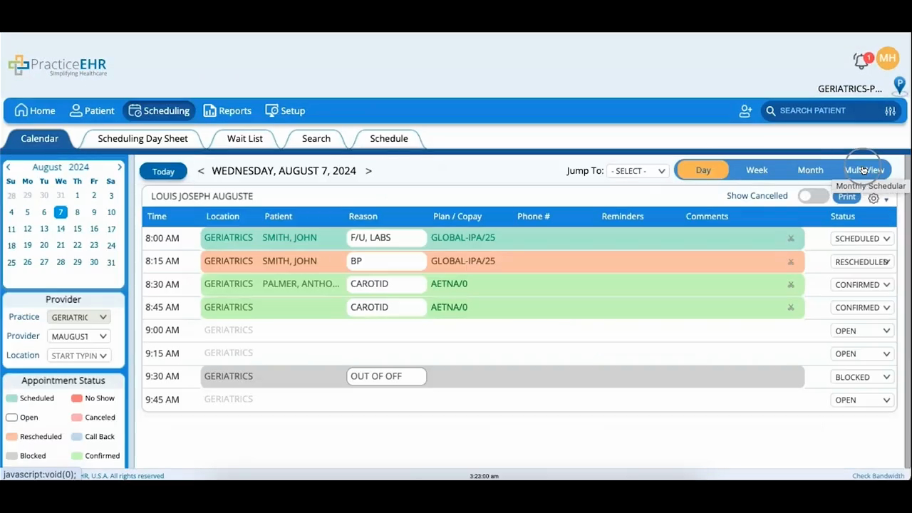 Scheduling - Provider & Appointment Status